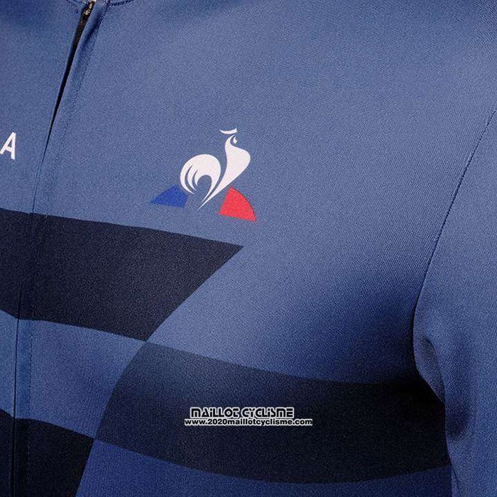 2020 Maillot Ciclismo Tour de France Fonce Bleu Manches Courtes et Cuissard